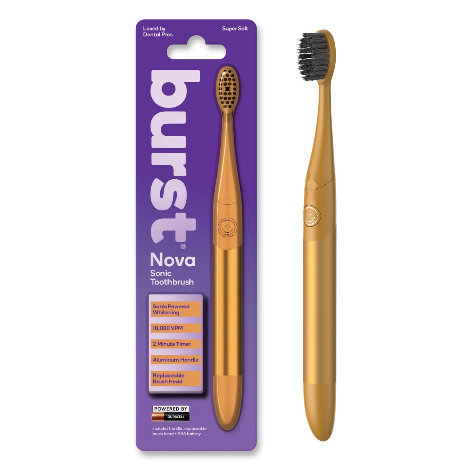 Burst Nova Toothbrush (Orange) | Sonic Powered Teeth Whitening - Product Imagery