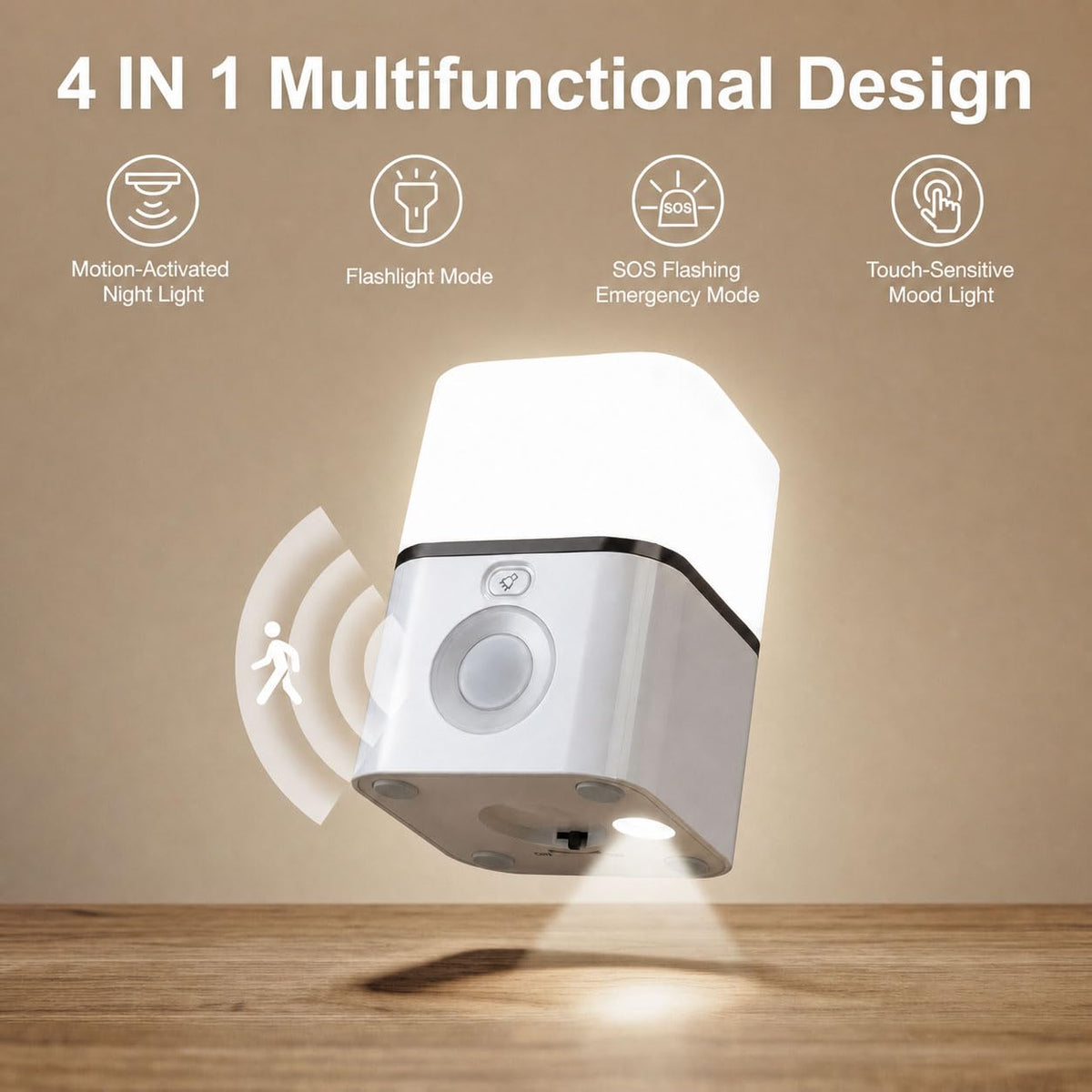 BITILLUM 2000mAH Rechargeable Motion Sensor Night Light, 4 in 1