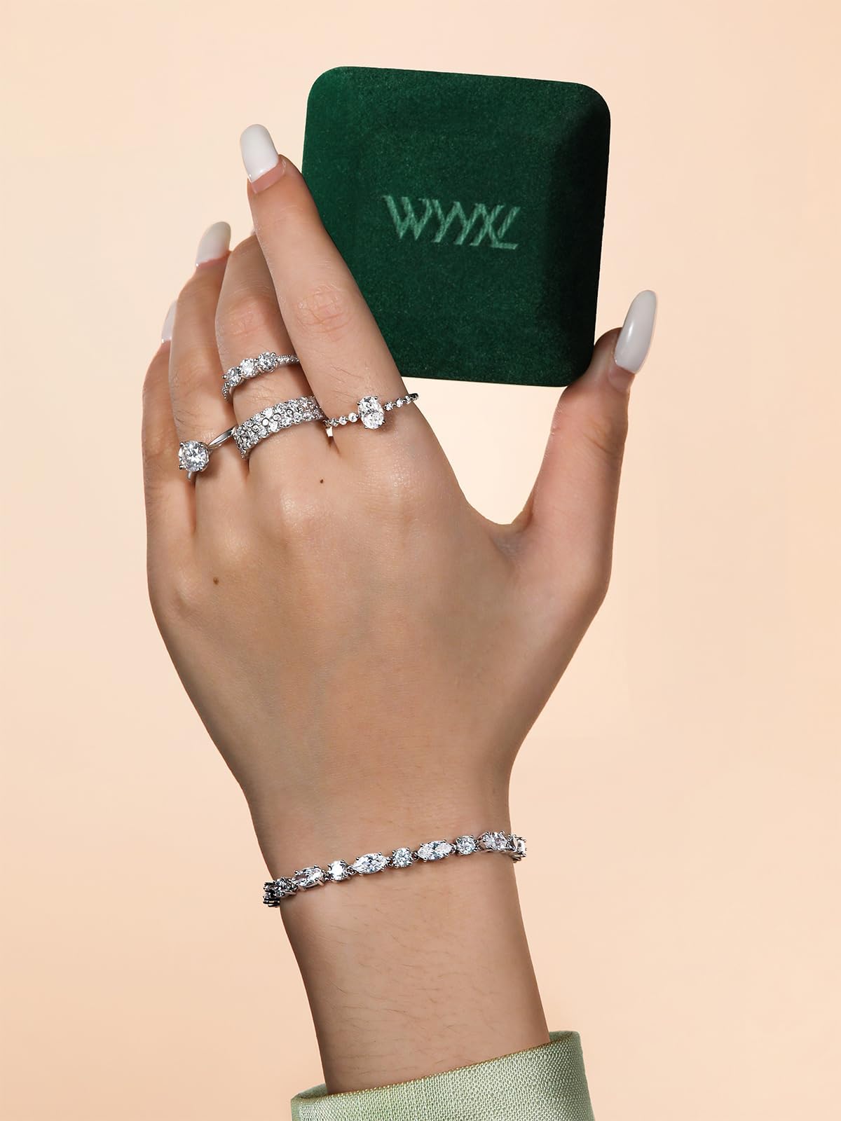 Wyyxl Woman Engagement Ring 2-3 Carat Gemstone Cocktail Statement Rings for Party Wedding 925 Silver Vintage/Princess Di