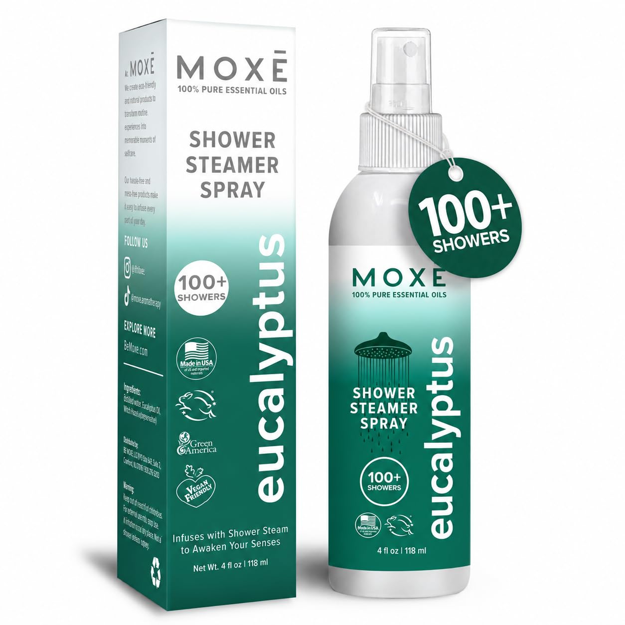 MOXĒ Eucalyptus Shower Mist – 100% Natural Aromatherapy Spray