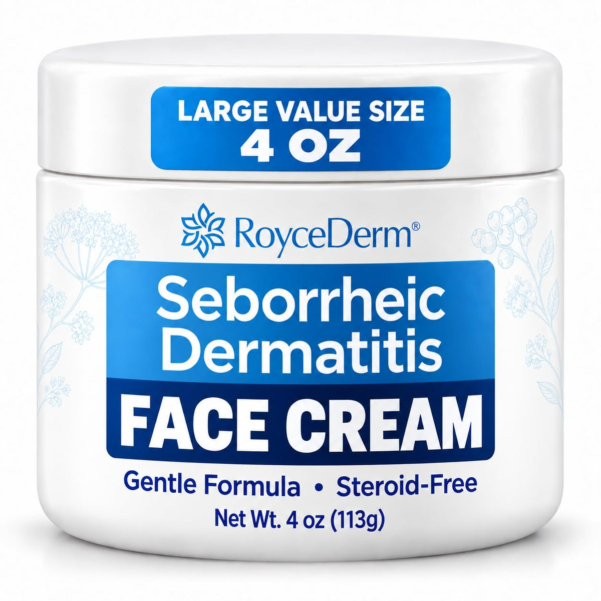 Roycederm Seborrheic Dermatitis Face Cream – Steroid-Free Moisturizer for Redness, Flaking & Sensitive Skin – Face, Scal