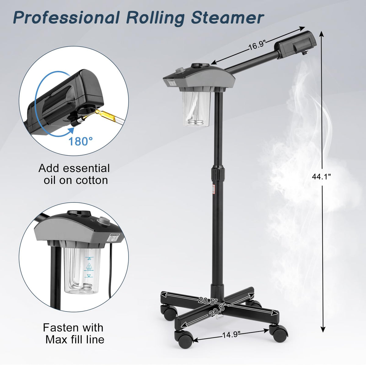 Winado Professional Facial Steamer Machine, Esthetician Steamer Humidifier Face Spa, Hot Ionic Mist Face Steamer for Hom