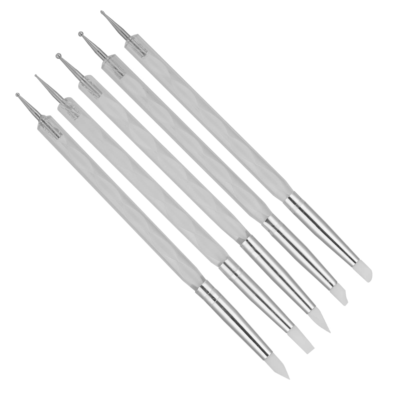 BSTiltion Nail Art Dotting Pen set with five white pens featuring soft silicone heads for precise nail polish designs.