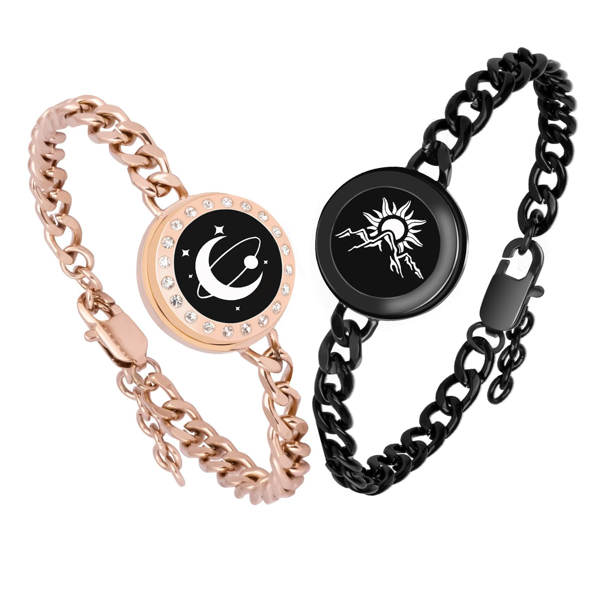 EAOYAO Long Distance Touch Bracelets,Vibration & Light up Couples Bracelets, Remote Smart Matching Couples Bracelet for 