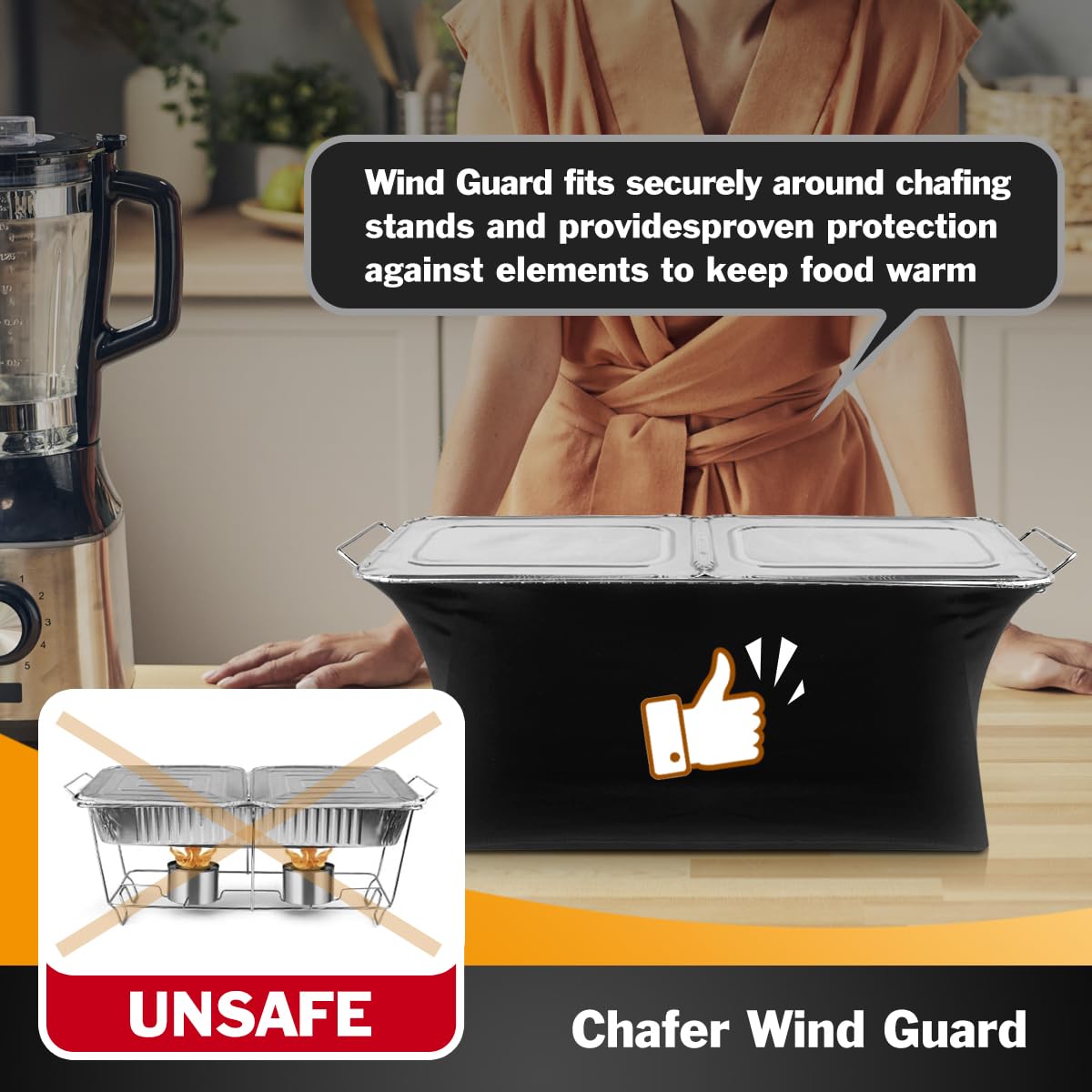Peurif Chafer Wind Guard 4-Pack, Flame Retardant Fabric Cover for Buffet Food Warmers, Catering Events – packaging and l