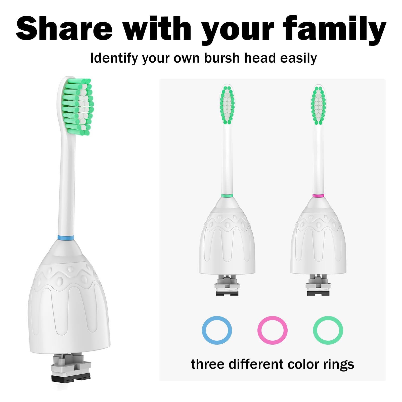 Six HAPPYMOMO toothbrush heads for Philips Sonicare E-Series, Essence, Xtreme, Elite, Advance, and CleanCare replacement brush heads.