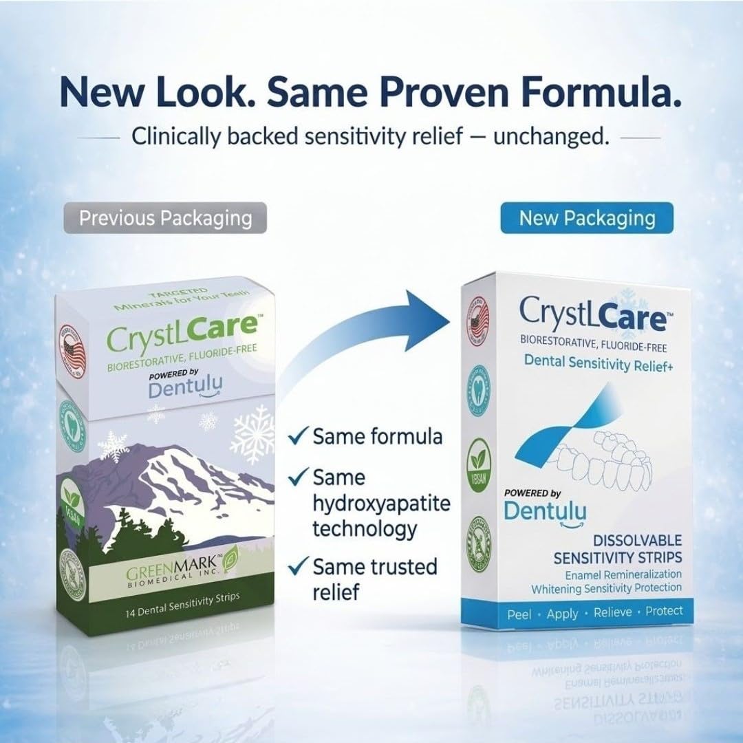 Dentulu CrystLCare Biorestorative Fluoride-Free Dental Strips for Sensitive Teeth, Enamel Support, Remineralization Care
