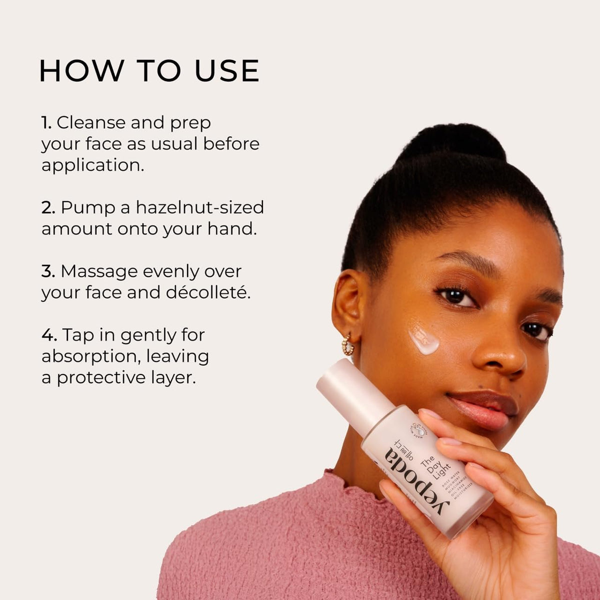 Yepoda The Day Light, Oil-Free Purifying Day Moisturizer with Rose Water, Mugwort & Niacinamide, Hydrating Vegan Korean 