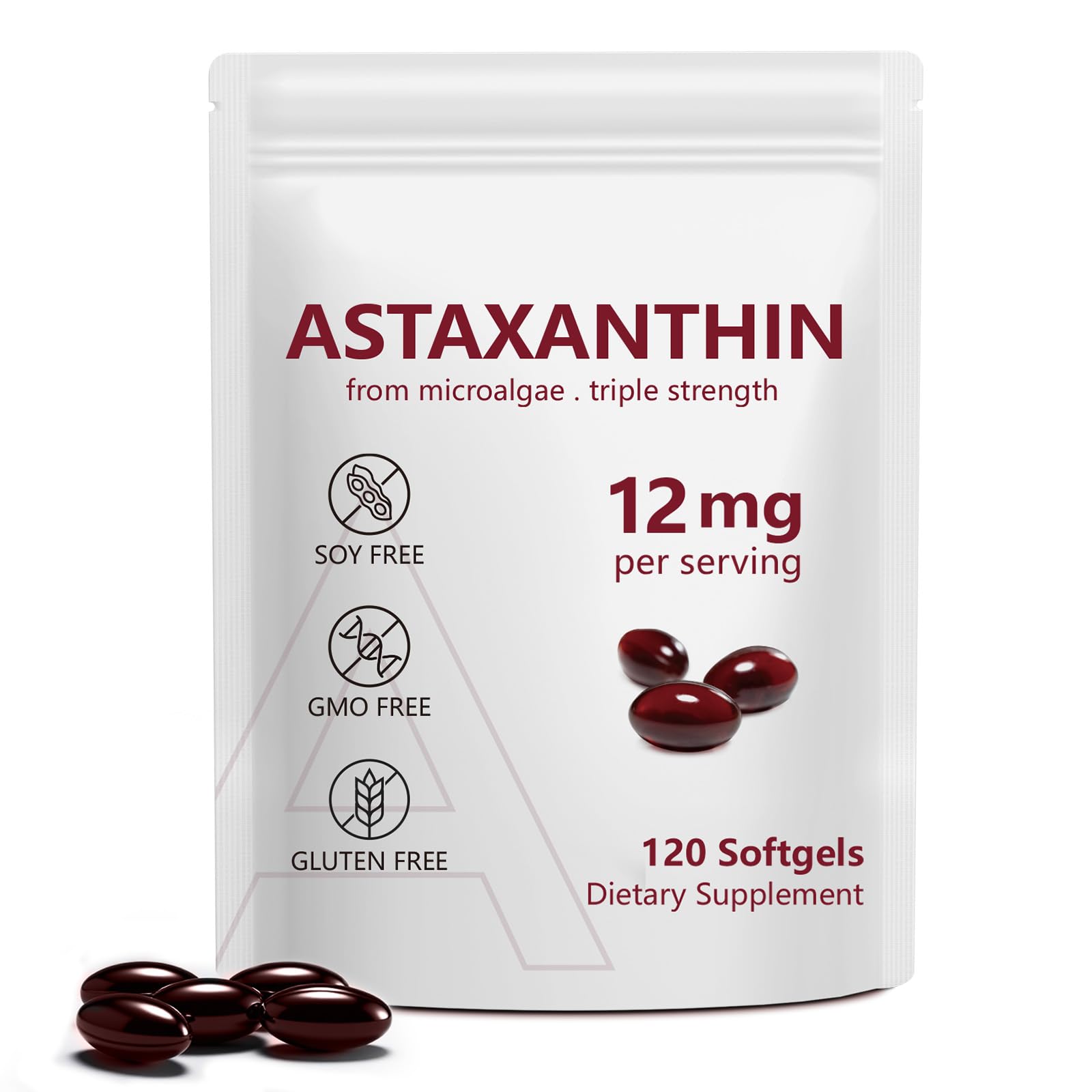 Daiasns Astaxanthin 12mg, Astaxanthin Antioxidant Supplements - Product Imagery