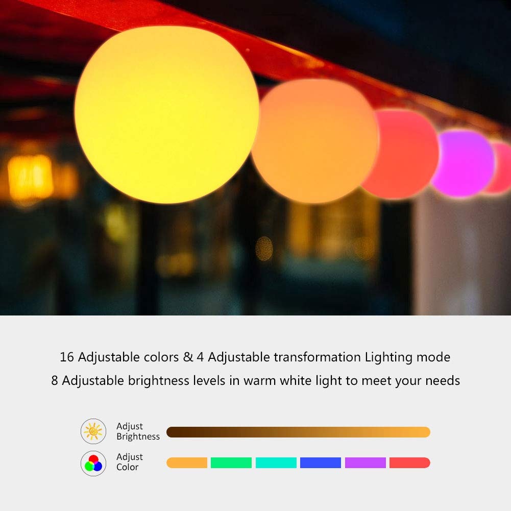 Akozon Rechargeable LED Ball Light with Remote Control - 16 RGB Colors for Bedroom, Party, Istmas, Halloween and Outdoor