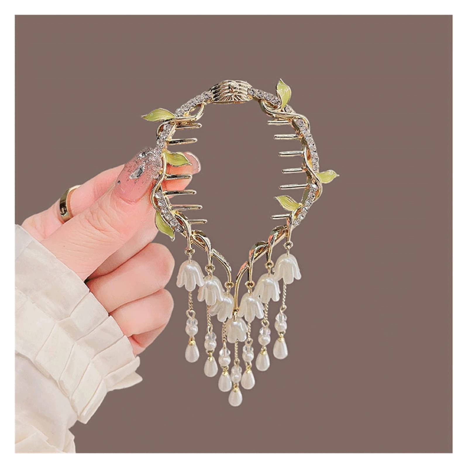 QERTYHJK Bell Orchid Tassel Hairpin Female Ancient Wind Ball Clip The Back Of The Dish Hair Headdress