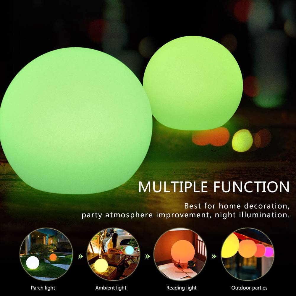 Zopsc Rechargeable LED Ball Light, Decorative Remote Control Lamp with 16 Colors, Christmas Party Lights, 12 Inch Glowin