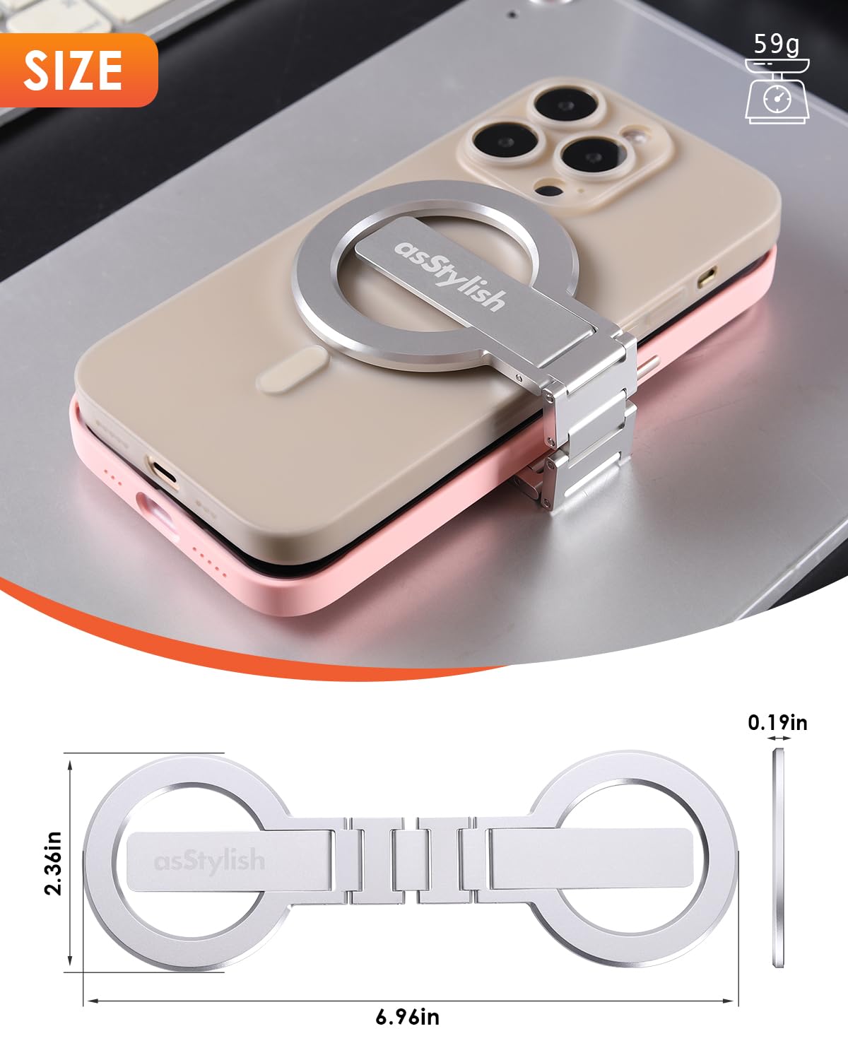 asStylish Twins Carry: Magnetic Dual-Phone Holder for iPhone & Android | Lightweight Solution for Professionals, Travele