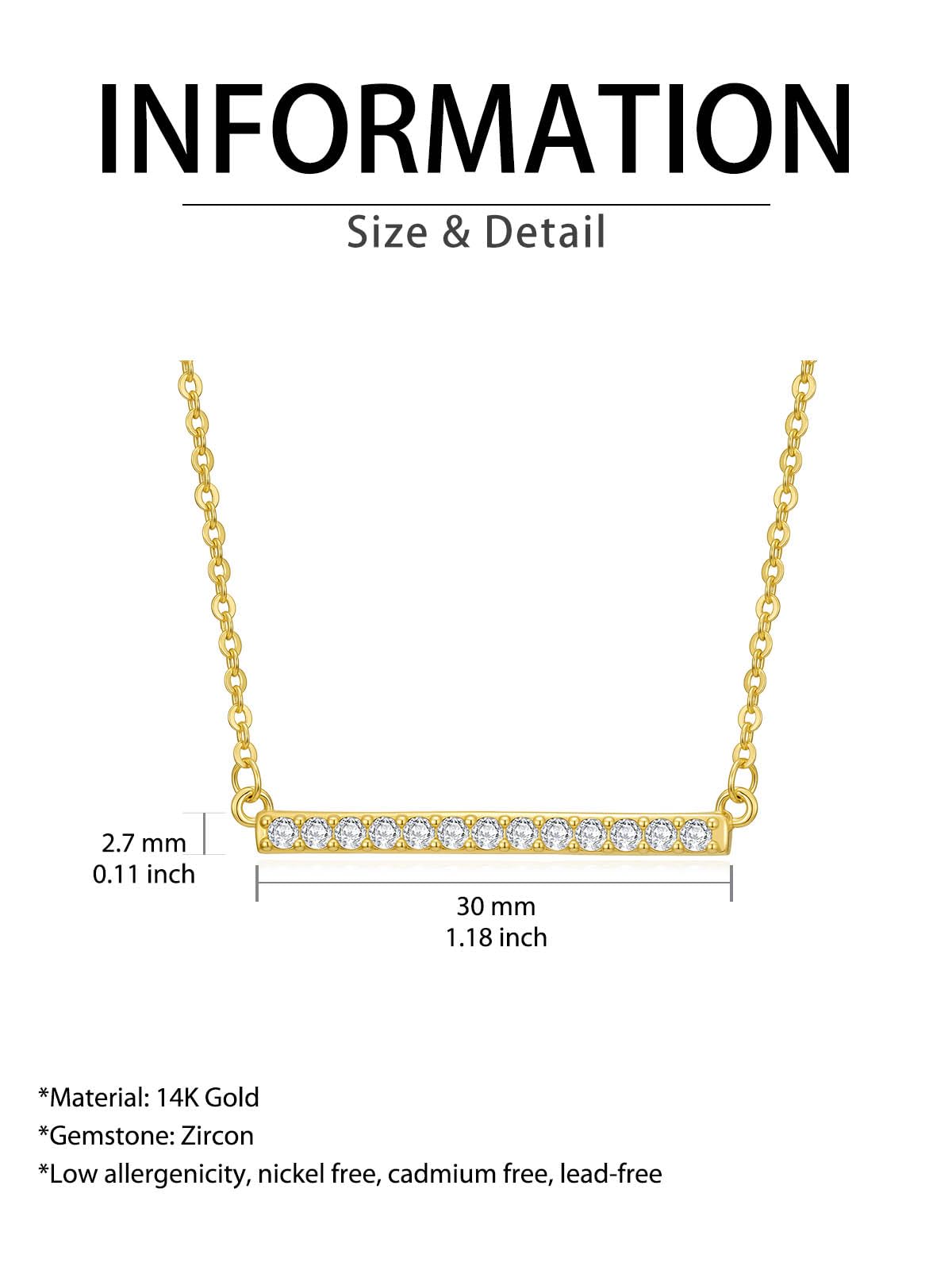 14K Gold Bar Necklace Gold Bar Pendant Simple Gold Necklace - Zoeniya Official Imagery - 4