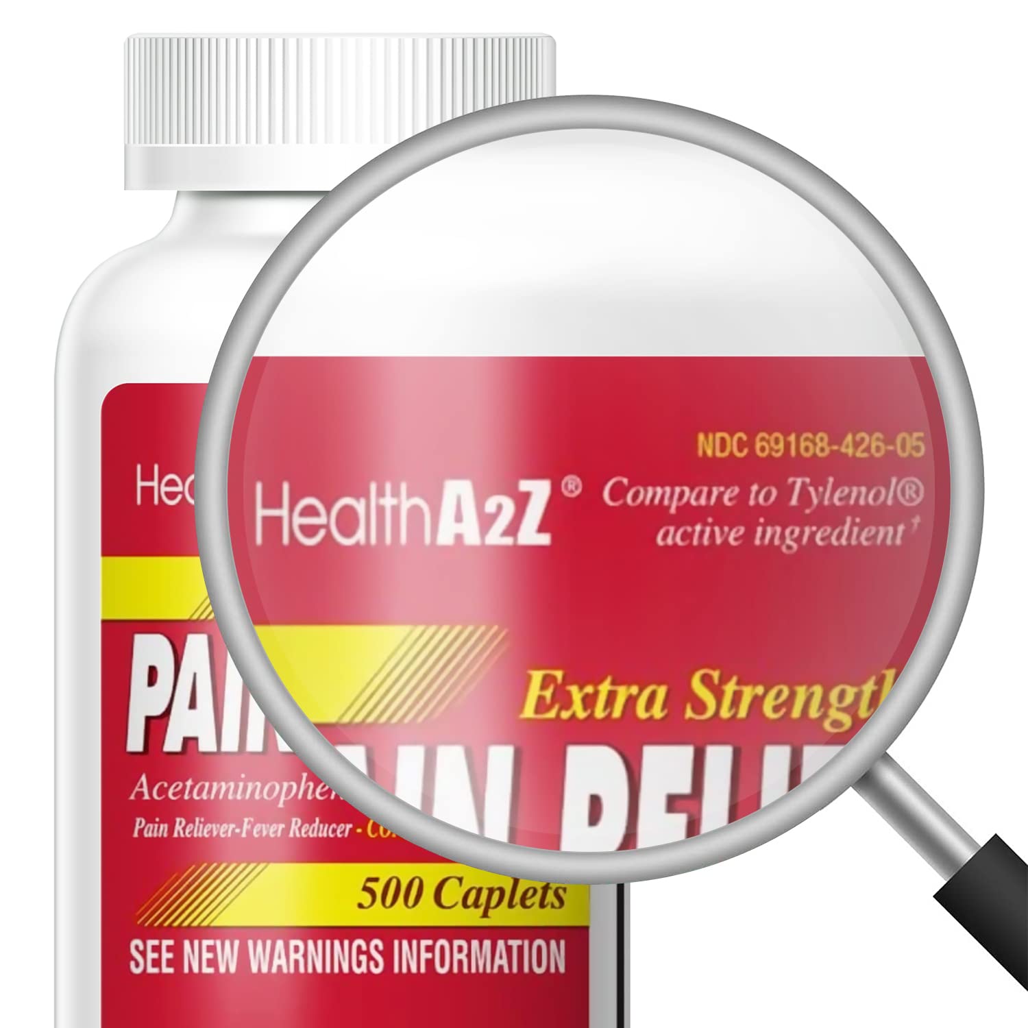 HealthA2Z® Extra Strength Pain Relief, Acetaminophen 500mg, 500 Count
