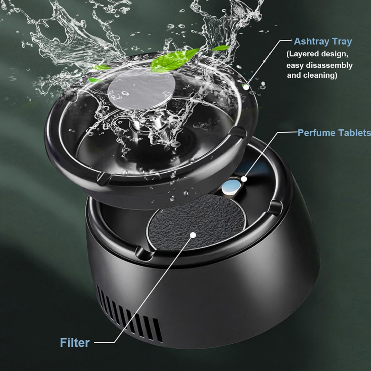 AJINIEHJ Smokeless Ashtray Smoke Removing Ash Tray Multifunctional 2 in 1 Smokeless Ashtrays Desktop USB Rechargeable Po