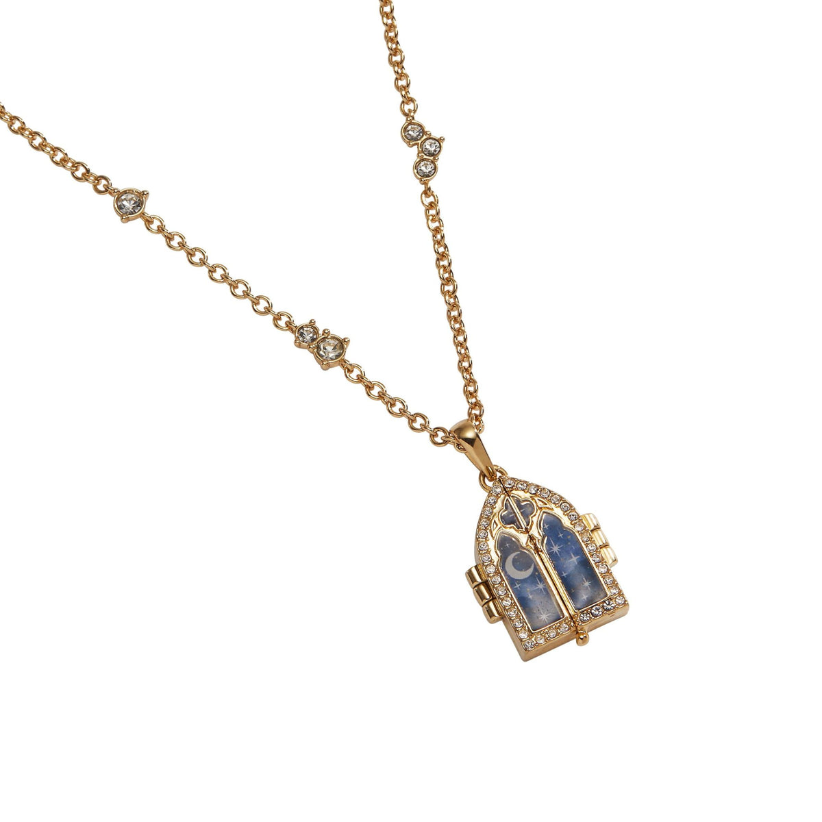 Alex and Ani ACOTAR Starfall Locket Necklace – close-up detail in Gold