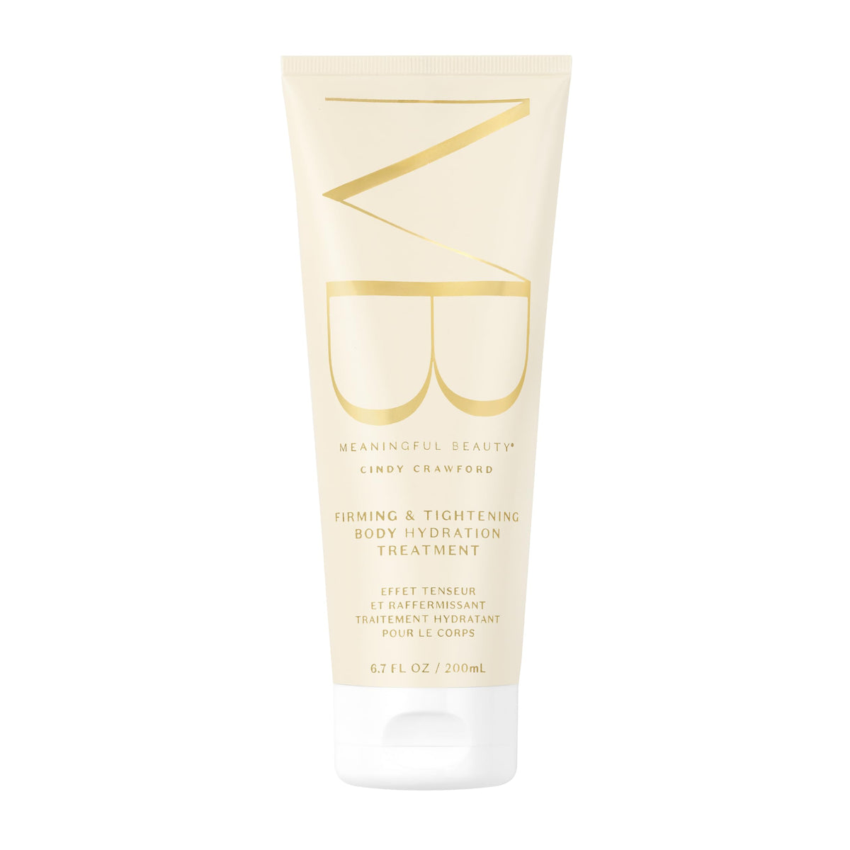 Premium Selection Meaningful Beauty firming and tightening body hydration cream in a sleek jar, designed to boost skin firmness and moisture.