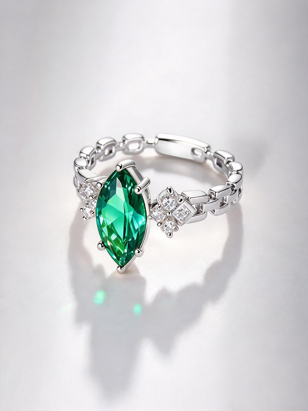 Wyyxl Lab Grown or Created Emerald/Ruby/Sapphire Engagement Rings 925 Sterling Silver Moissanite Diamond Ring for Women 