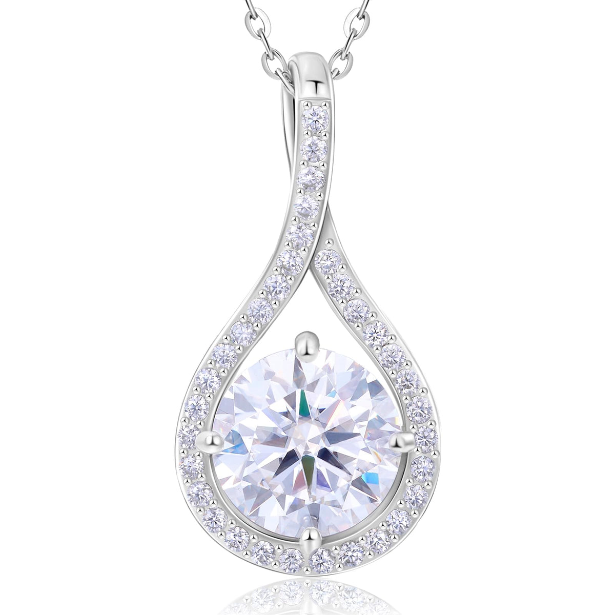 E-EMERMAKING Moissanite Necklace Gift for Women, 925 Sterling Silver 18K White/Yellow Gold Vermeil 0.5-6.0CT Moissanite 