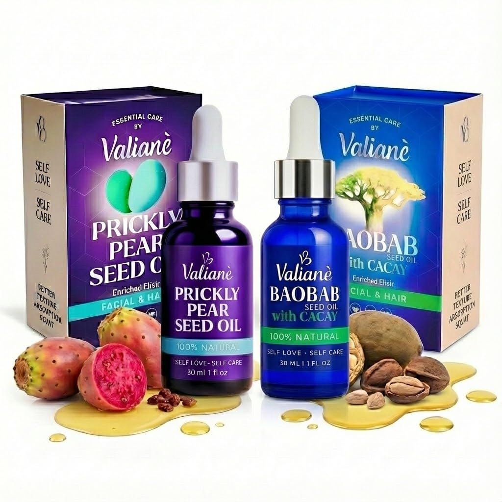 VALIAN&Egrave; VALKYRIA COSMETIC LABS SKIN RENEW OIL DUO Prickly Pear + Baobab - Face Hair, 2 x 1 fl oz - VALIANÈ – prod