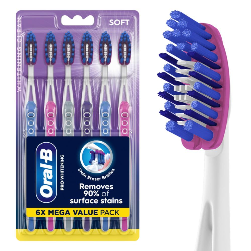 Oral-B 3D White Deep Stain Remover toothbrushes, 6 Count - Product Imagery