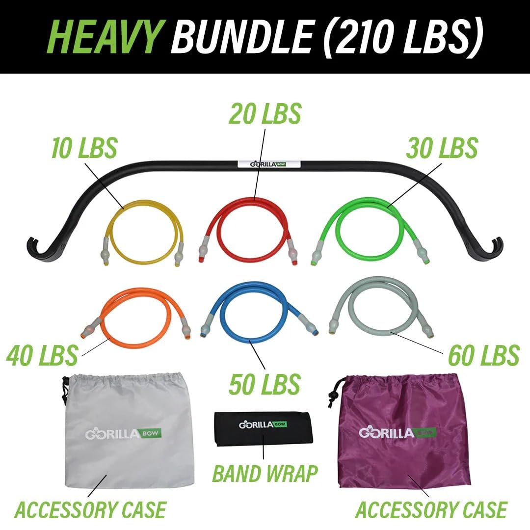 Gorilla Bow Lite All-in-One Home Gym System, Portable Resistance Band Bar for Strength Training, HIIT & Full Body Workou
