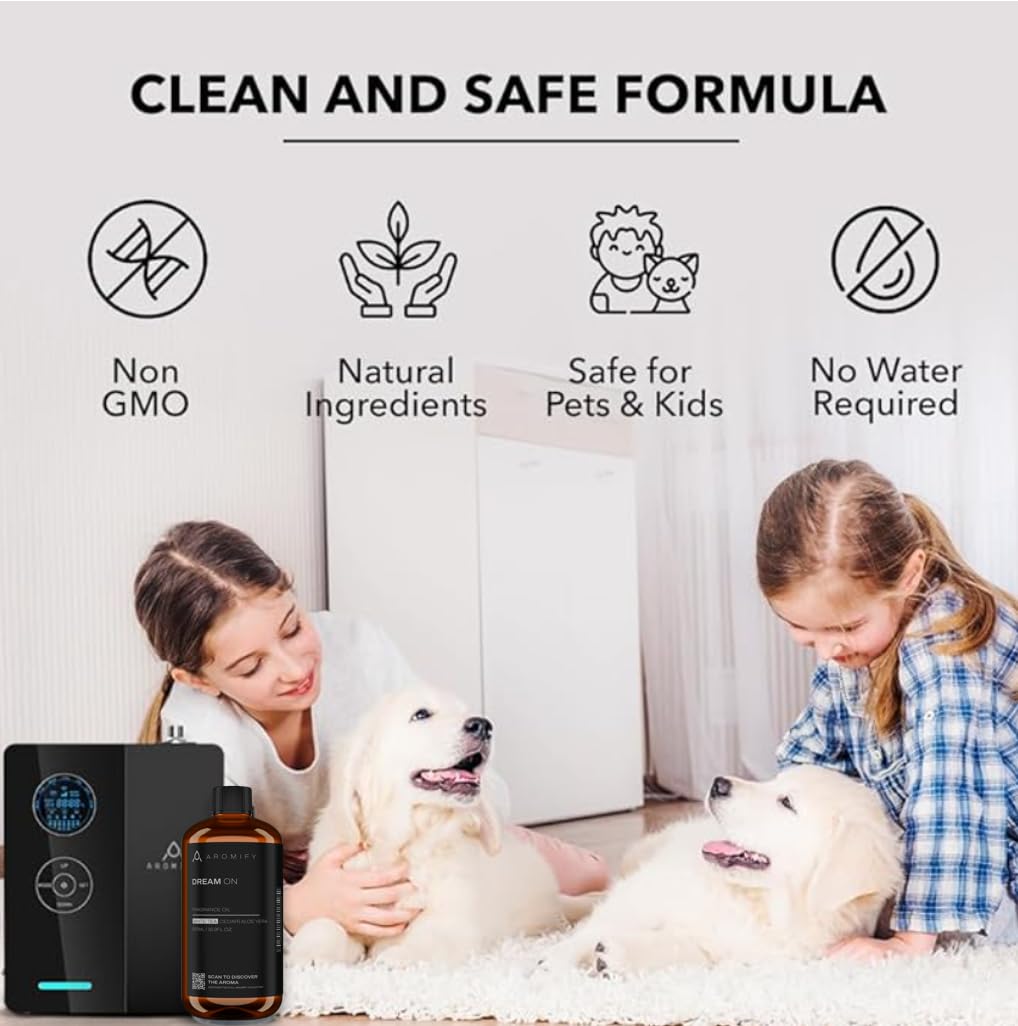 Aromify Dream On diffuser essential oil bottle, 6.7 fl oz, with a sleek design, used for hotel scent diffusing and aromatherapy.