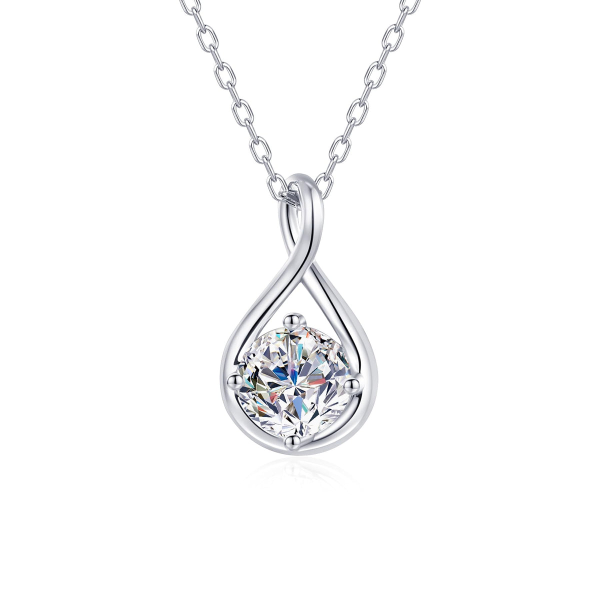 TutuTiara. 1CT Moissanite Infinity Necklace for Women, 925 Sterling Silve Gift for Her – Silver