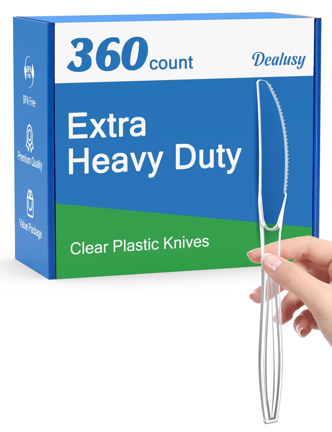 Dealusy 360 Count Extra Heavy Duty Clear Plastic Knives Disposable – Clear Clear Clear Clear Clear