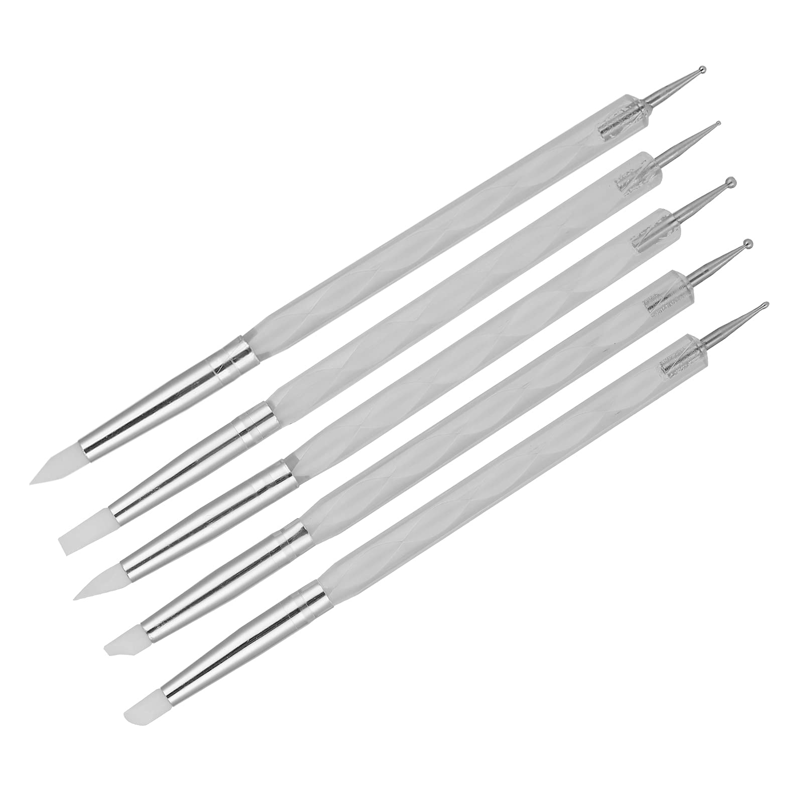 BSTiltion nail art dotting pen set with five white pens featuring soft silicone heads for precise nail designs.