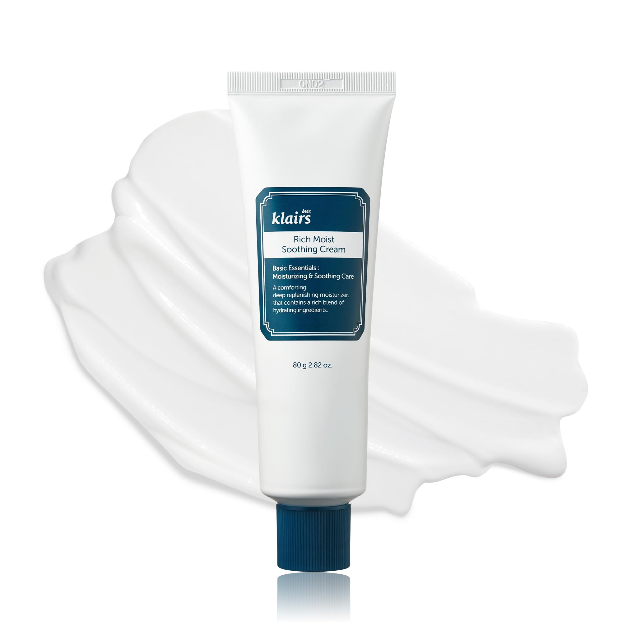 DearKlairs Rich Soothing Cream face moisturizer for dry skin in a 2.82 oz jar, showing the product and its packaging.