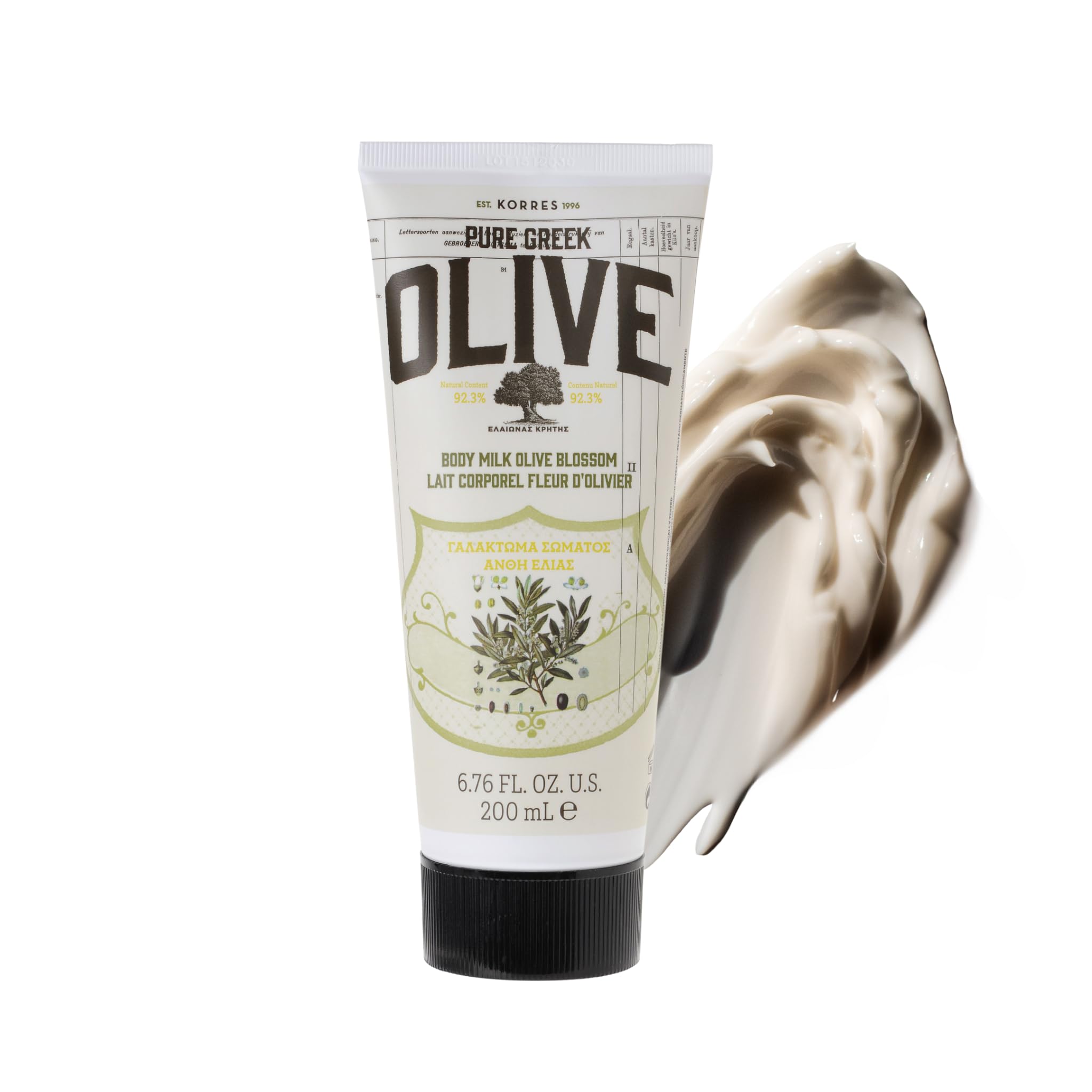 KORRES Olive Blossom Body Milk, Hydrating Lotion, 6.76 Fl Oz - Product Imagery
