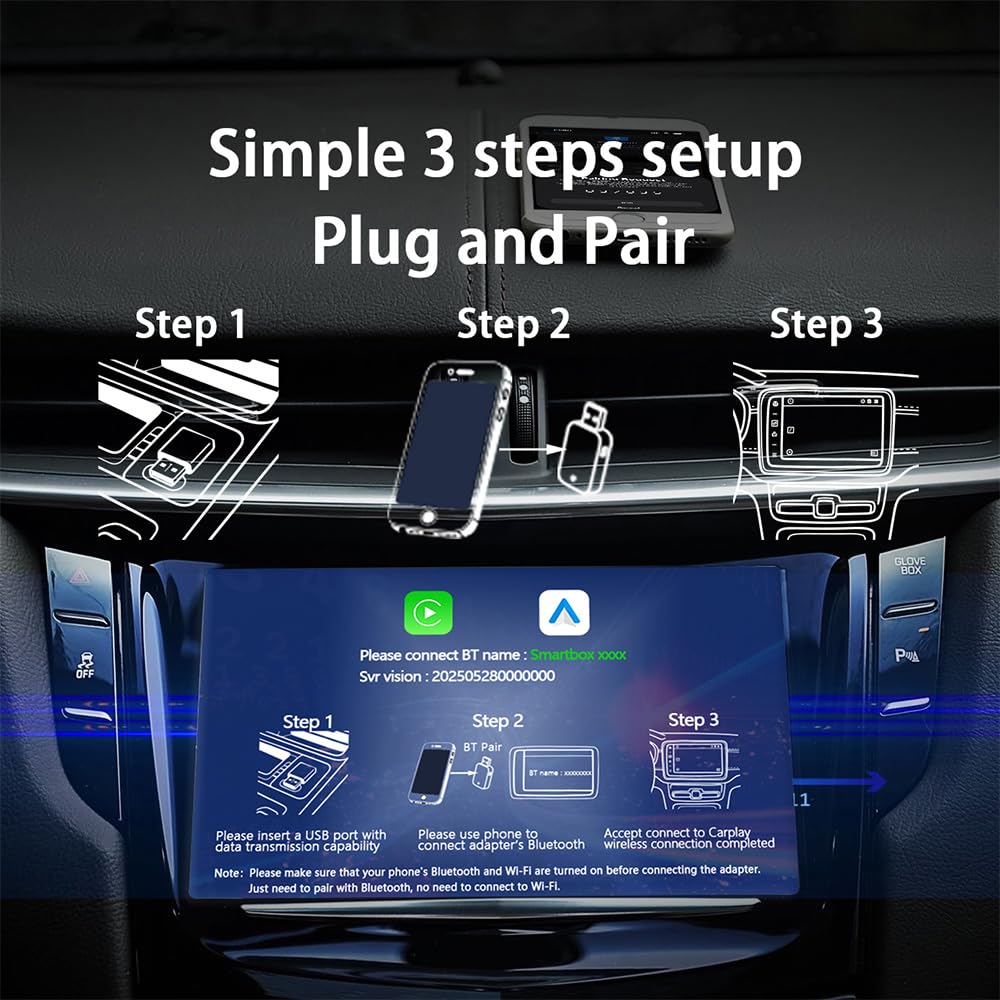 JERYONE 2-in-1 Wireless CarPlay Adapter, 2026 New, Wired to Wireless CarPlay & Android Auto Dongle, Mini Compact USB-A/T