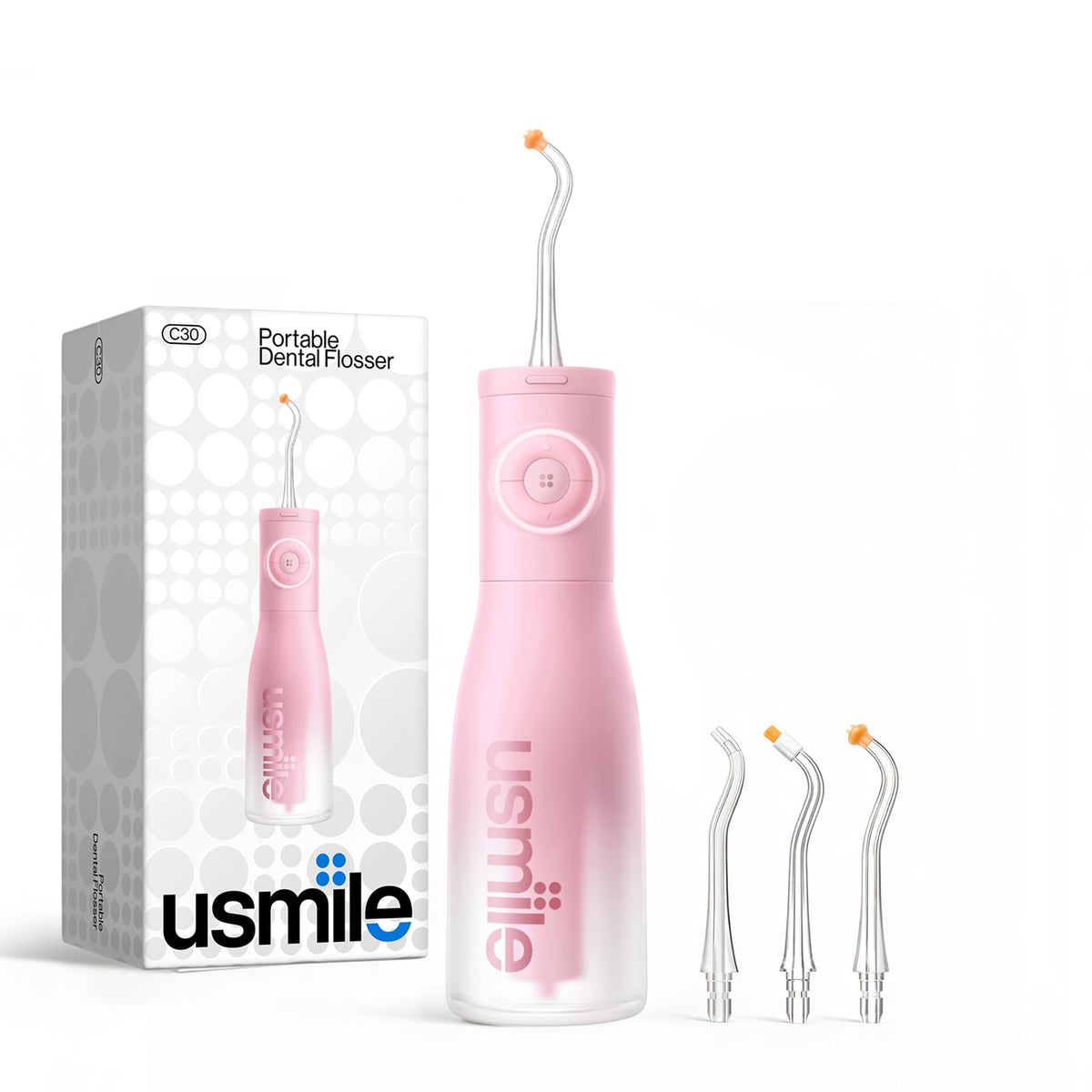 usmile C30 Cordless Water Flosser, 300ml Tank, 5 Modes, IPX7, Pink – product photo (Power Dental Flossers)