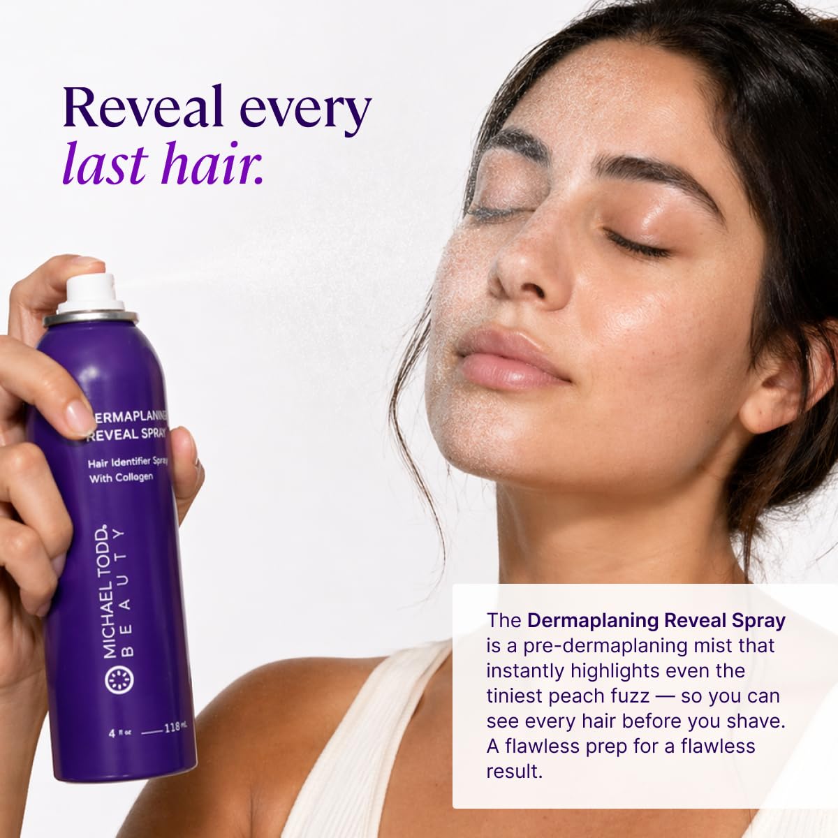 Michael Todd Beauty Sonicsmooth Hair Identifier Dermaplane Spray – packaging and label