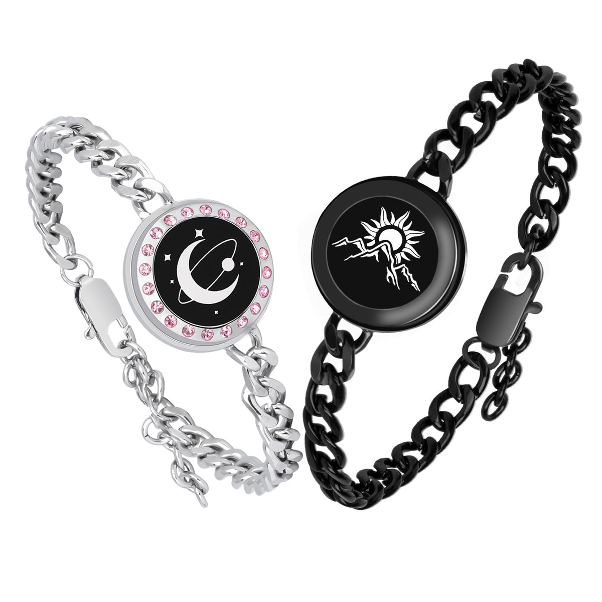 EAOYAO Long Distance Touch Bracelets, Vibration & Light up Remote Smart Matching Couples Bracelet for Couple Long Distan