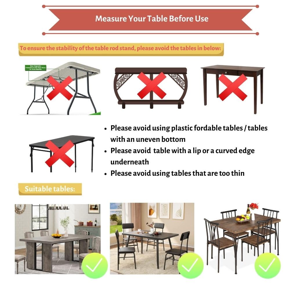 Hopesun Over The Table Rod Stand with Clamps 49-102" Adjustable Metal Balloon Arch Stand Flower Table Arch Suitable 