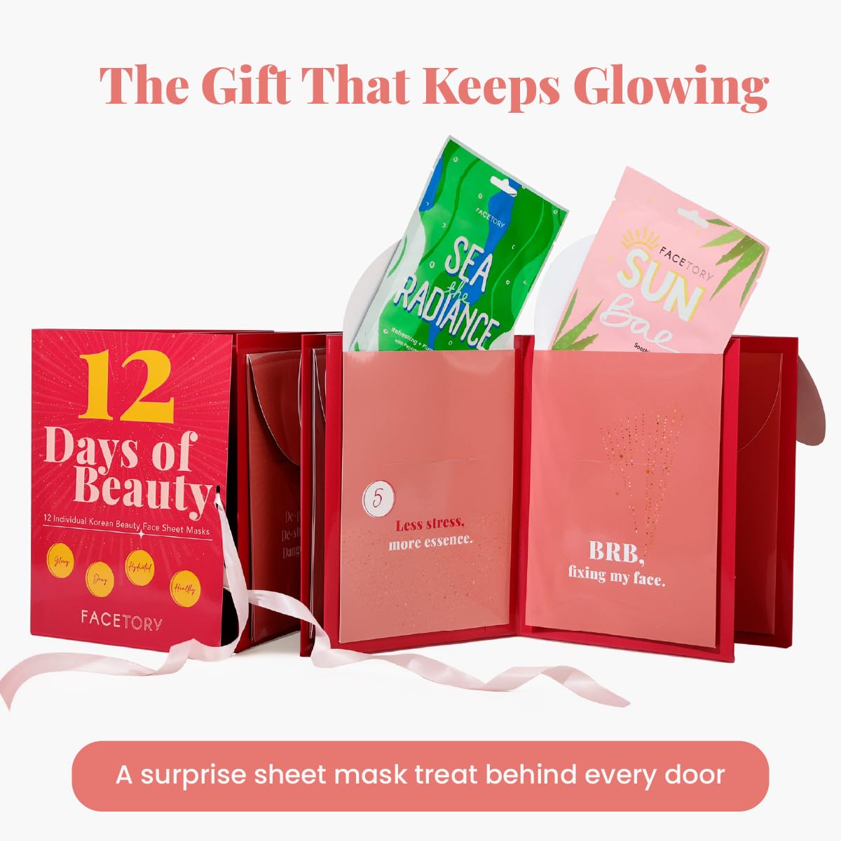 FACETORY 12-Day Korean Face Mask Gift Set, Hydrating, Soothing & Glowing – full view, size 1 Count (Pack of 12)