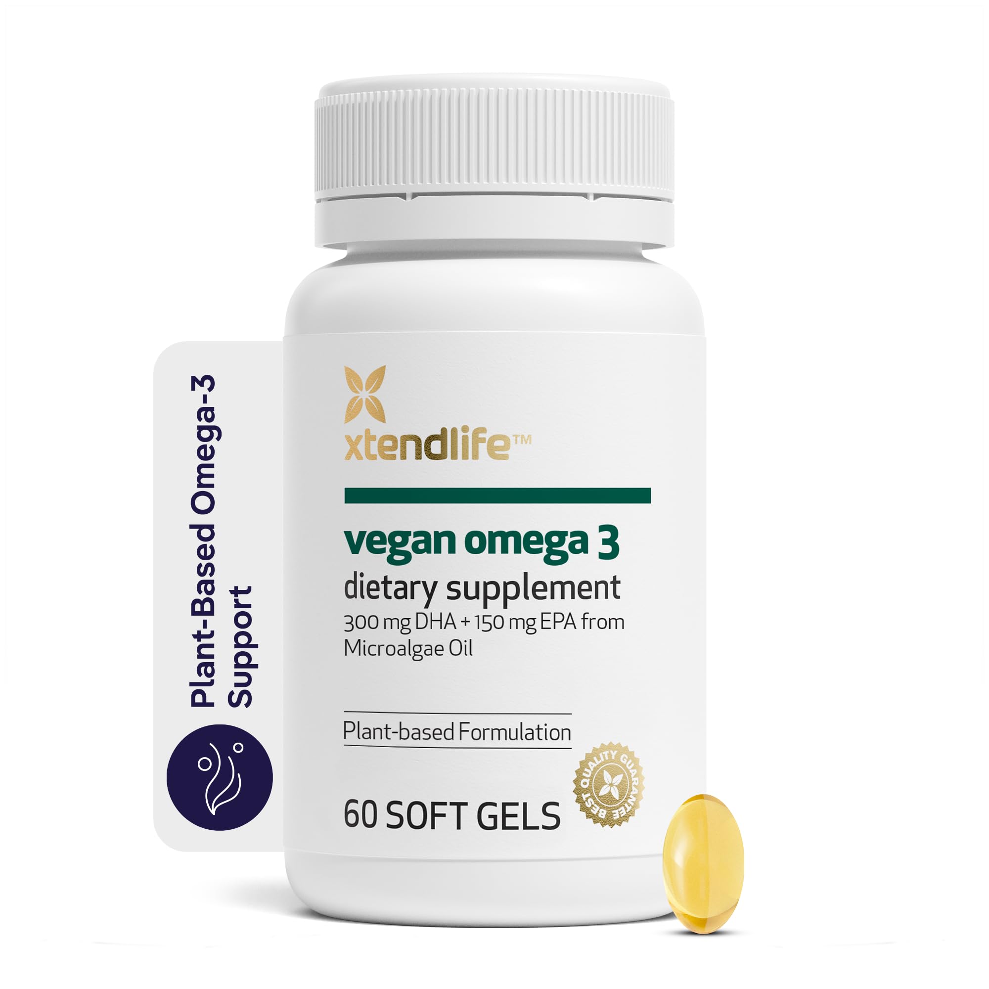 Xtendlife Vegan Omega‑3 DHA & EPA Supplement, 30 Day Supply - Product Imagery