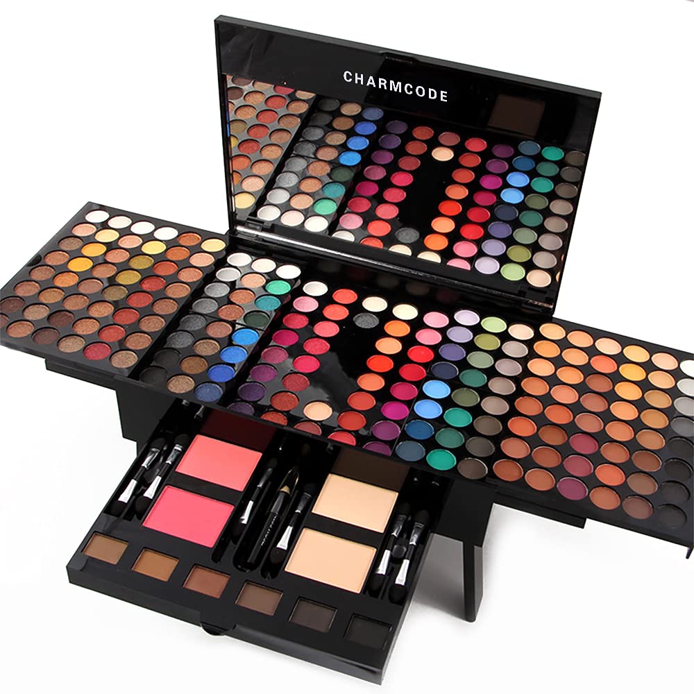 CHARMCODE 190 Colors Cosmetic Make up Palette Set Kit Combination with Eyeshadow Facial Blusher Eyebrow Powder Face Conc