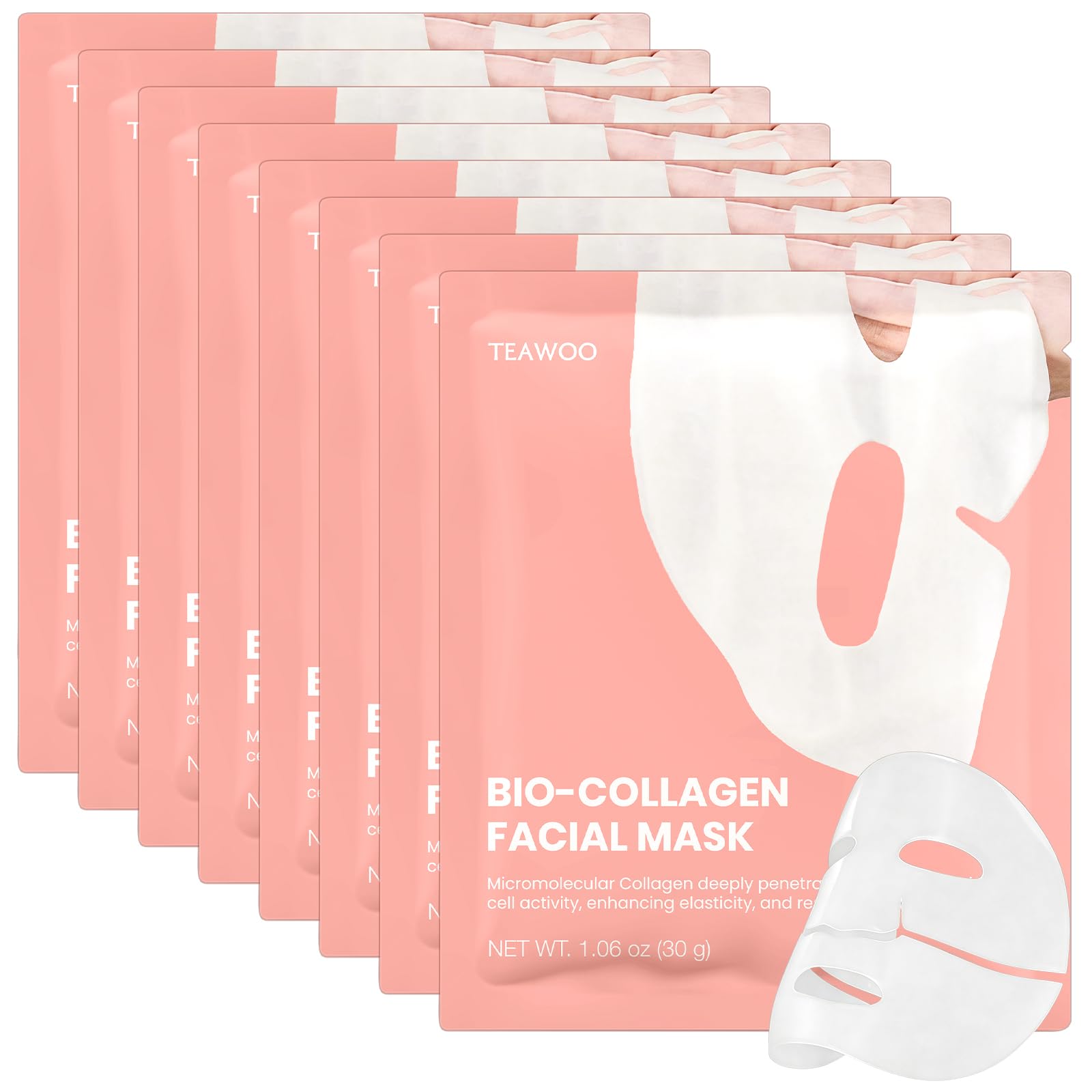 Bio-Collagen Facial Mask 8 EA, Hydrating & Soothing Hydrogel - Product Imagery