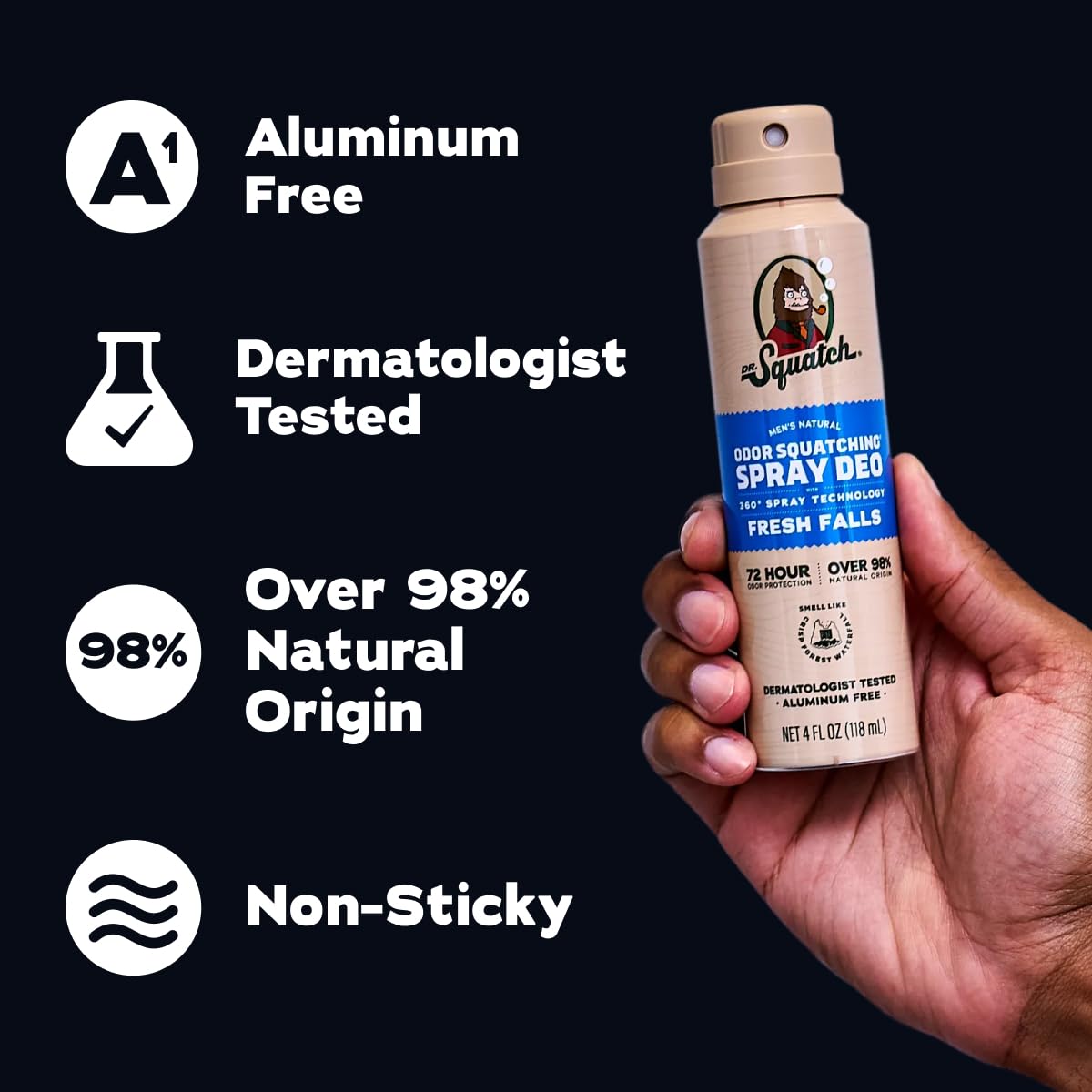 Dr. Squatch Spray Natural Deodorant Men, Aluminum Free (4oz, 2-Pack) – close-up detail