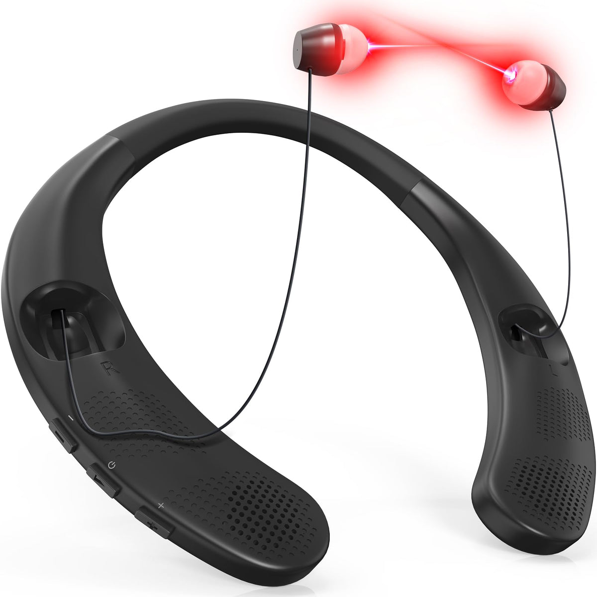 Jitesy Neckband Red Light Ear Care Device, Hands-Free Wearable Design with Adjustable Power & Timer, Comfortable in-Ear 