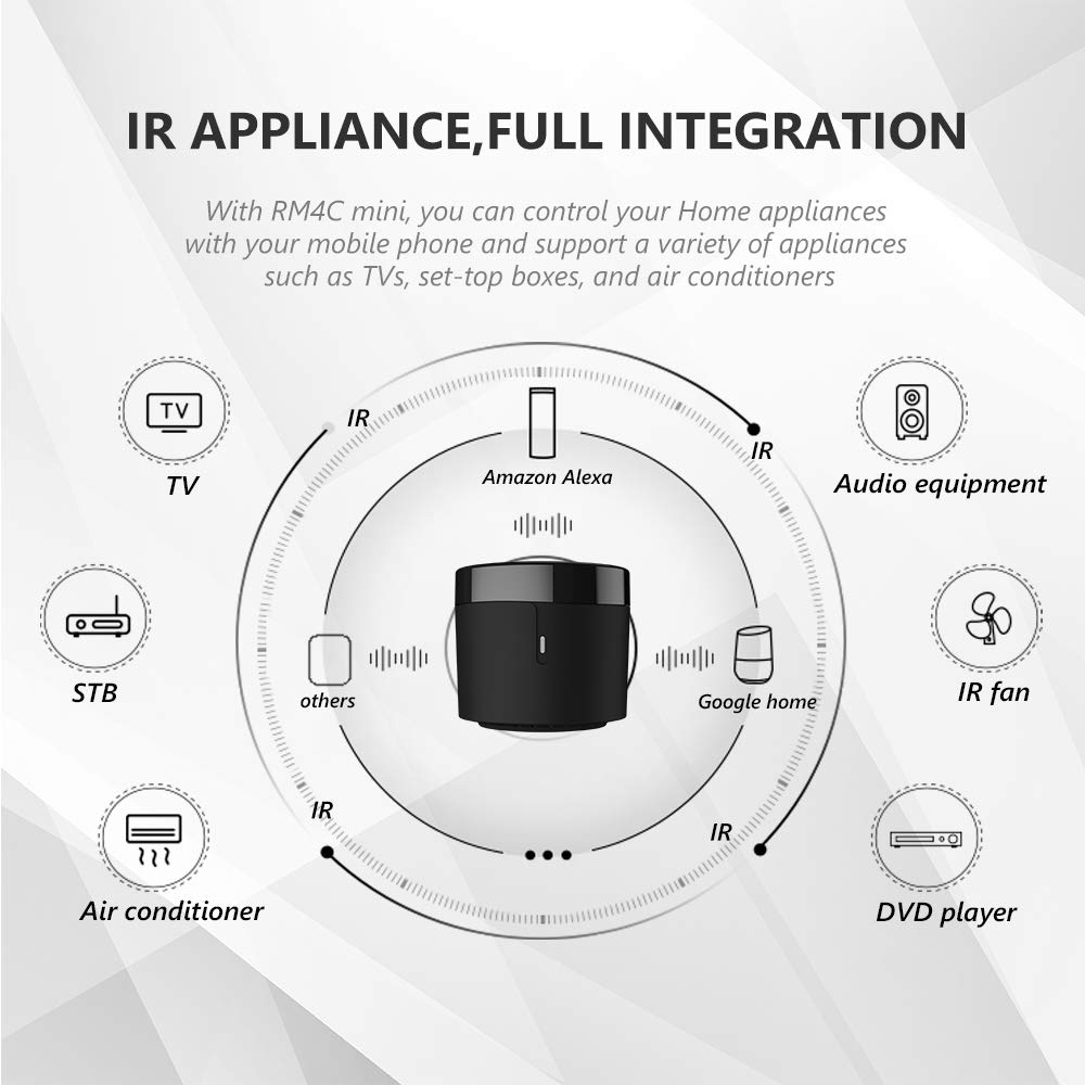 BroadLink RM4 Mini IR Universal Remote Control (2.4 GHz Wi-Fi Only), Smart Home Automation Wi-Fi Infrared Blaster for TV