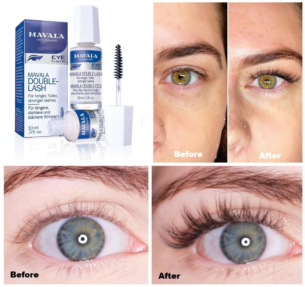 Mavala Double Lash Nutritive Eyelash Serum for the Appearance of Longer Lashes, Natural Looking, Denser Lashes + Eyebrows, 0.3 Ounce Bottle (1 Pack)