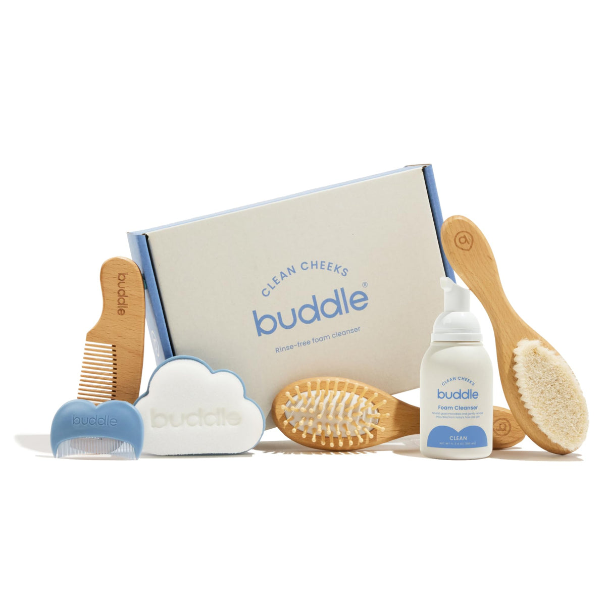 Buddle Infant to Toddler Hair Care 5 Brush Set with Styling Foam Detangler