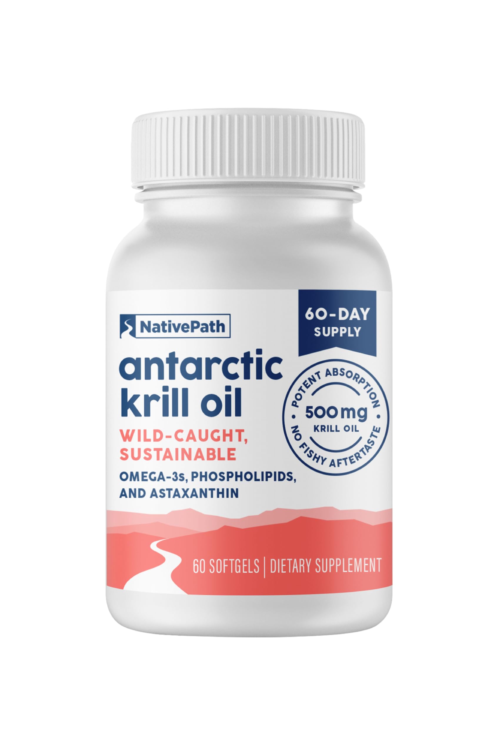NativePath Antarctic Krill Oil 500mg, Omega-3, 60 Softgels - Product Imagery