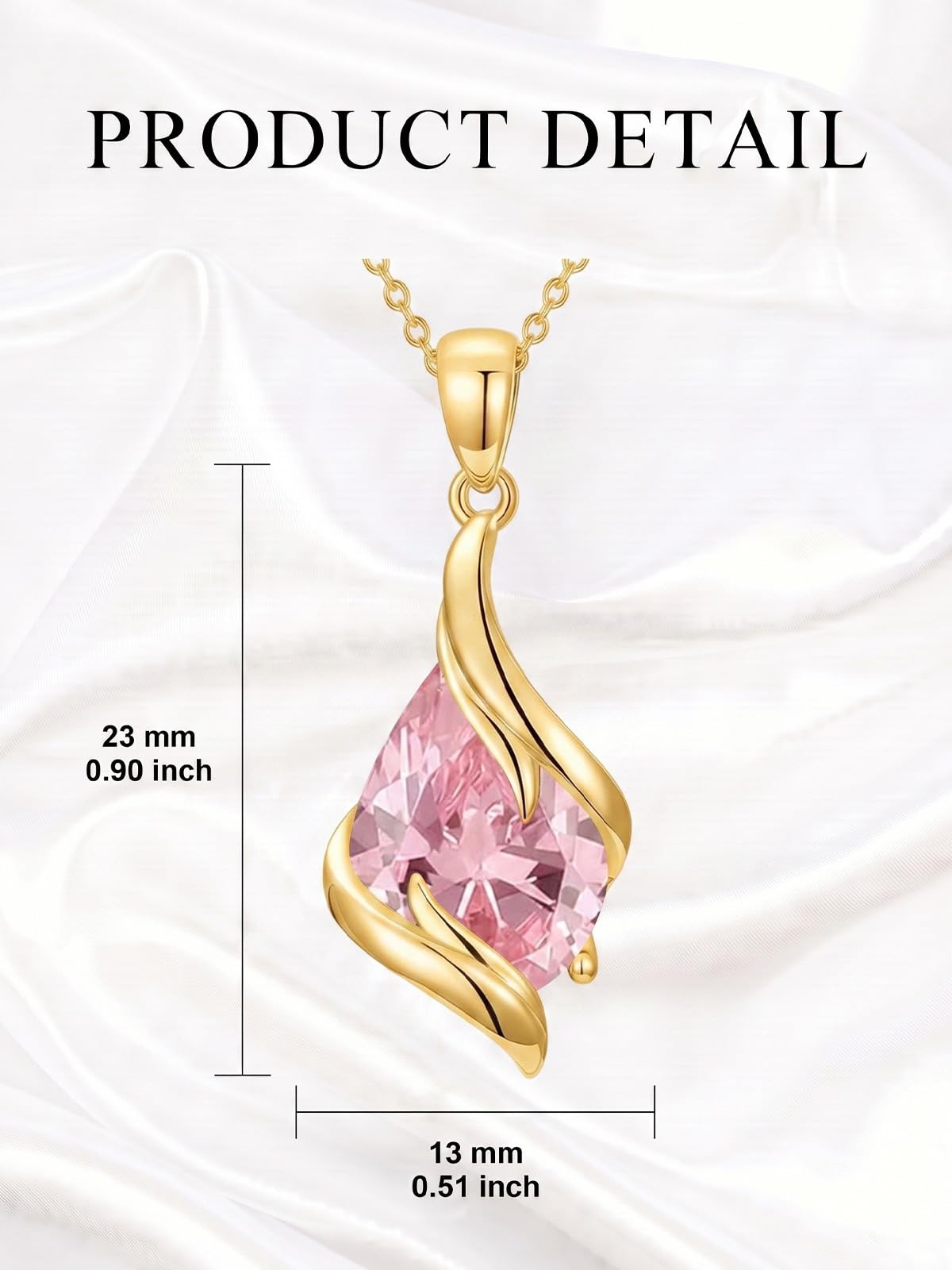 HPQQ Birthstone Necklace for Women Sterling Silver Teardrop Pendant Jewelry – alternate angle