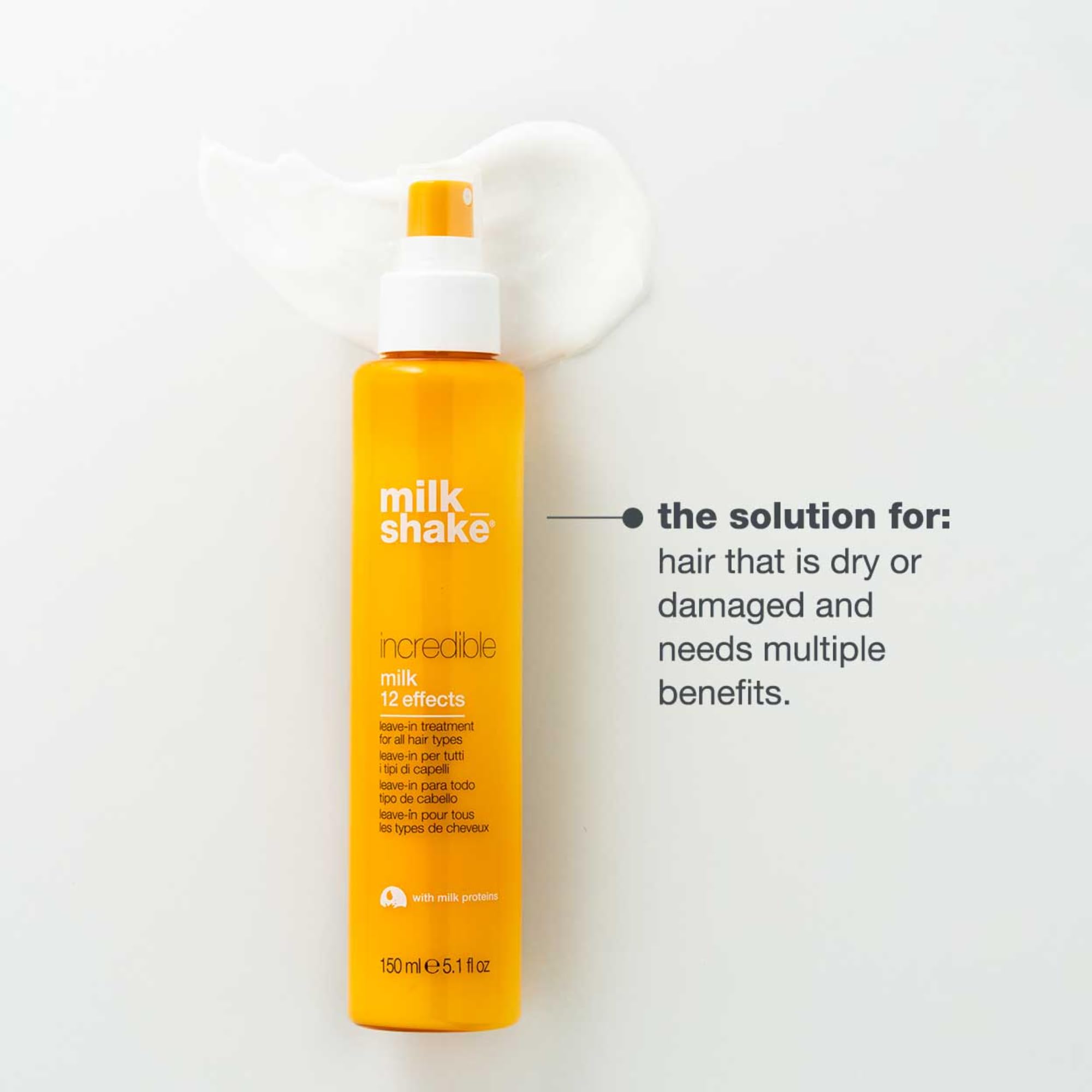 milk_shake Incredible Milk Leave-In Treatment conditioner in a 5.1 fl oz bottle, showcasing the product bottle with branding and packaging